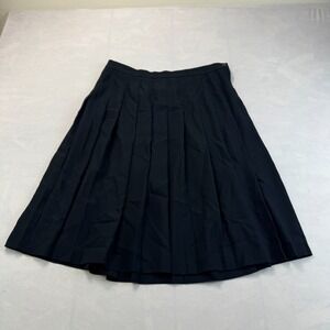 Vtg Liz Claiborne Classics A-Line Midi Skirt Womens 14 Black Pleated Side Zip